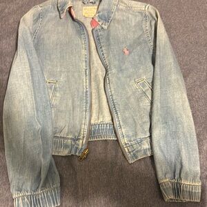 Girls denim polo jacket